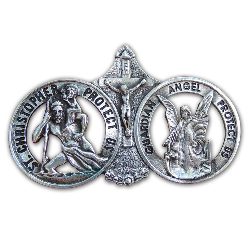 Cathedral Art Saint Christopher and Guardian Angel Visor Clip, Christian Car Accessory for New Drivers, 3 Inches, by Cathedral Art - Image 1